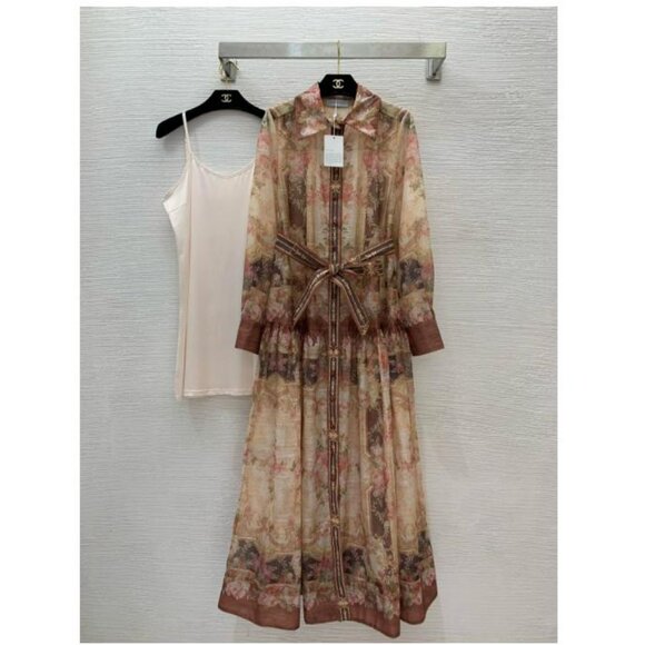 Zimmermann Floral Print Long Sleeve Silk Satin Dress NWT - Picture 1 of 9